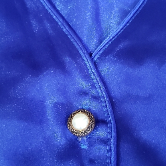 Victoria's Secret Vintage Blue Satin Pearl Button Nightie | Size P/S - Picture 3 of 9